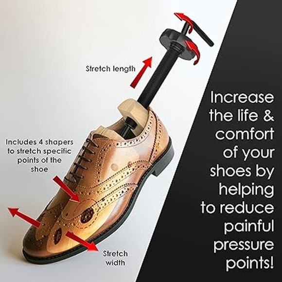 New Medipaq  Womens Size 4-9 Two Premium Pine Adjustable 4-Way Shoe Stretchers - Picture 3 of 6